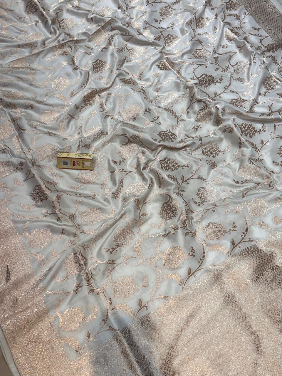 Banaras 100% Pure katan Silk Saree with allover zari jaal Design and Zari border