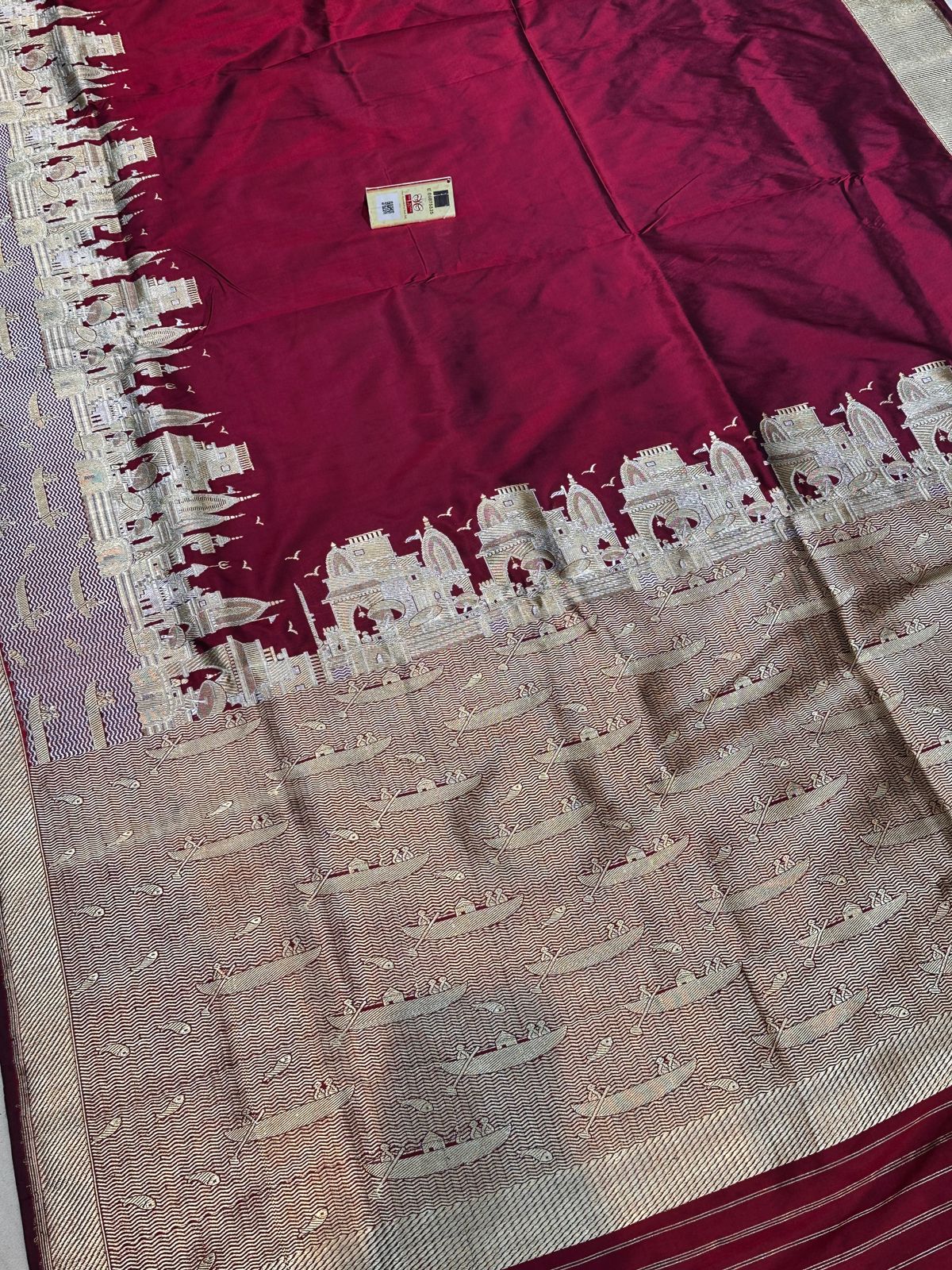 Banaras 100% Pure katan Silk Saree with allover antique zari weave Kadua ghat Design