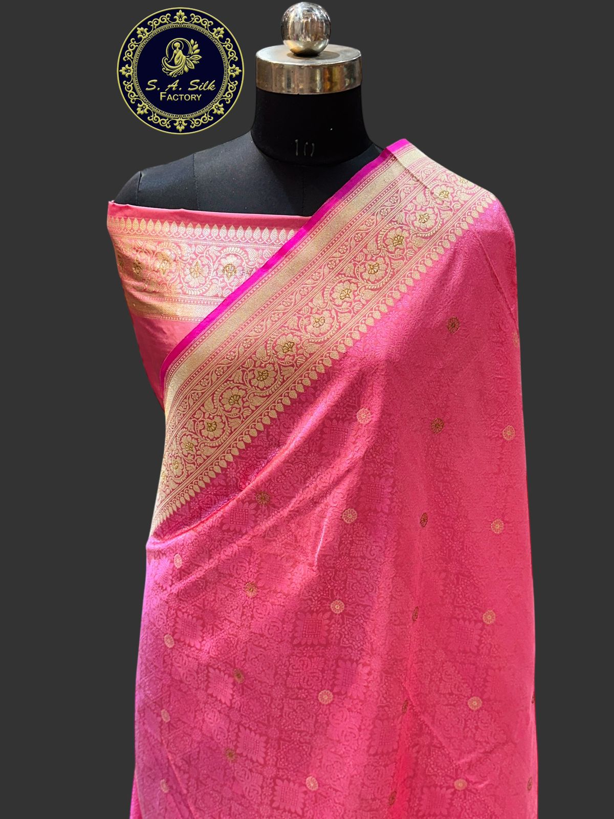 Banaras 100% Pure katan Silk Saree with allover Resham Tanchui antique buti weave