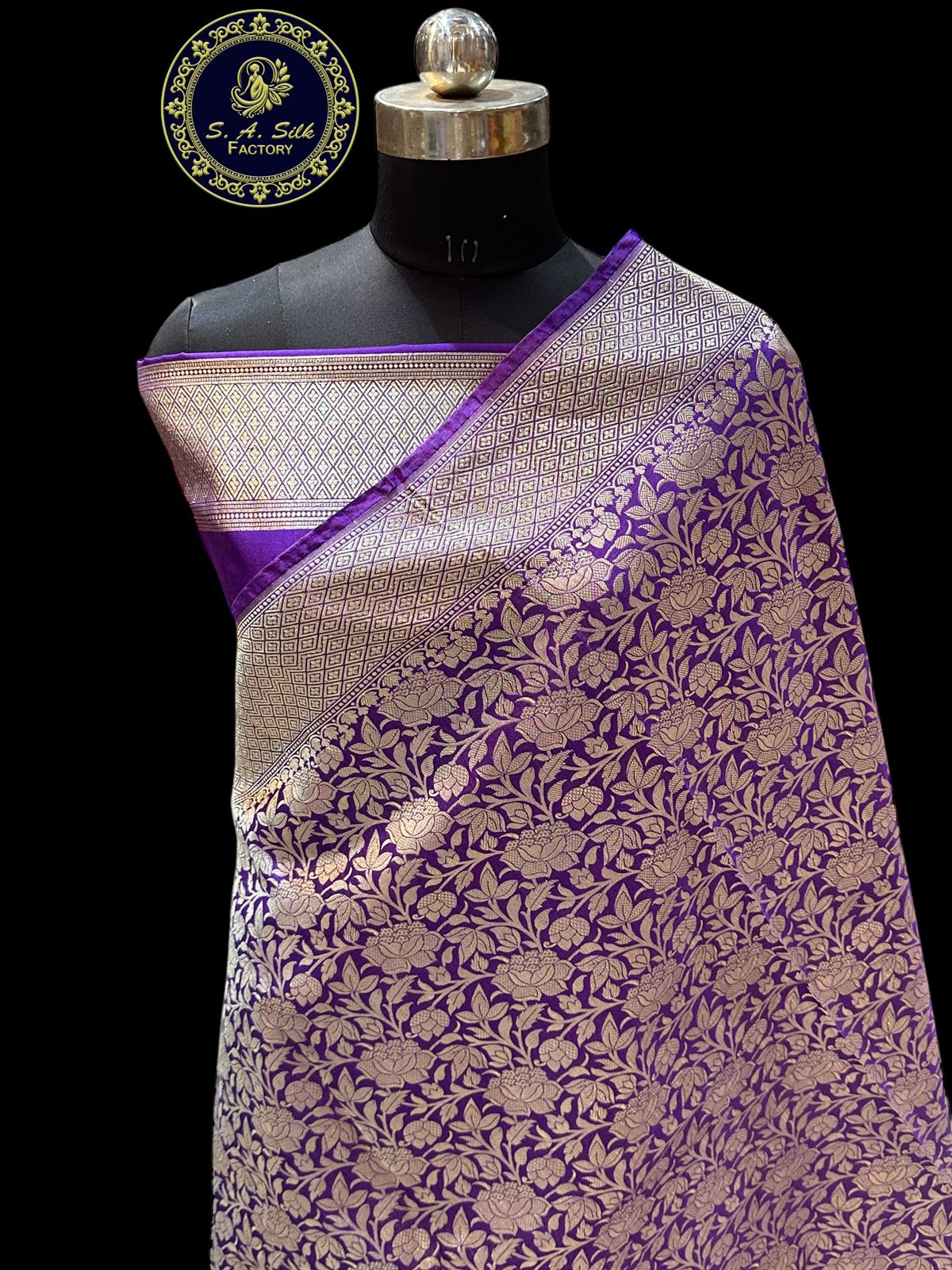 Banaras 100% Pure katan Tanchui Silk Saree with allover Silver Zari jaal weave