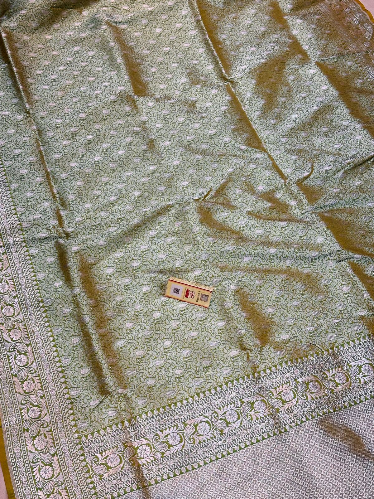 Banaras 100% Pure katan Silk Saree with allover Tanchui jaal weave Design