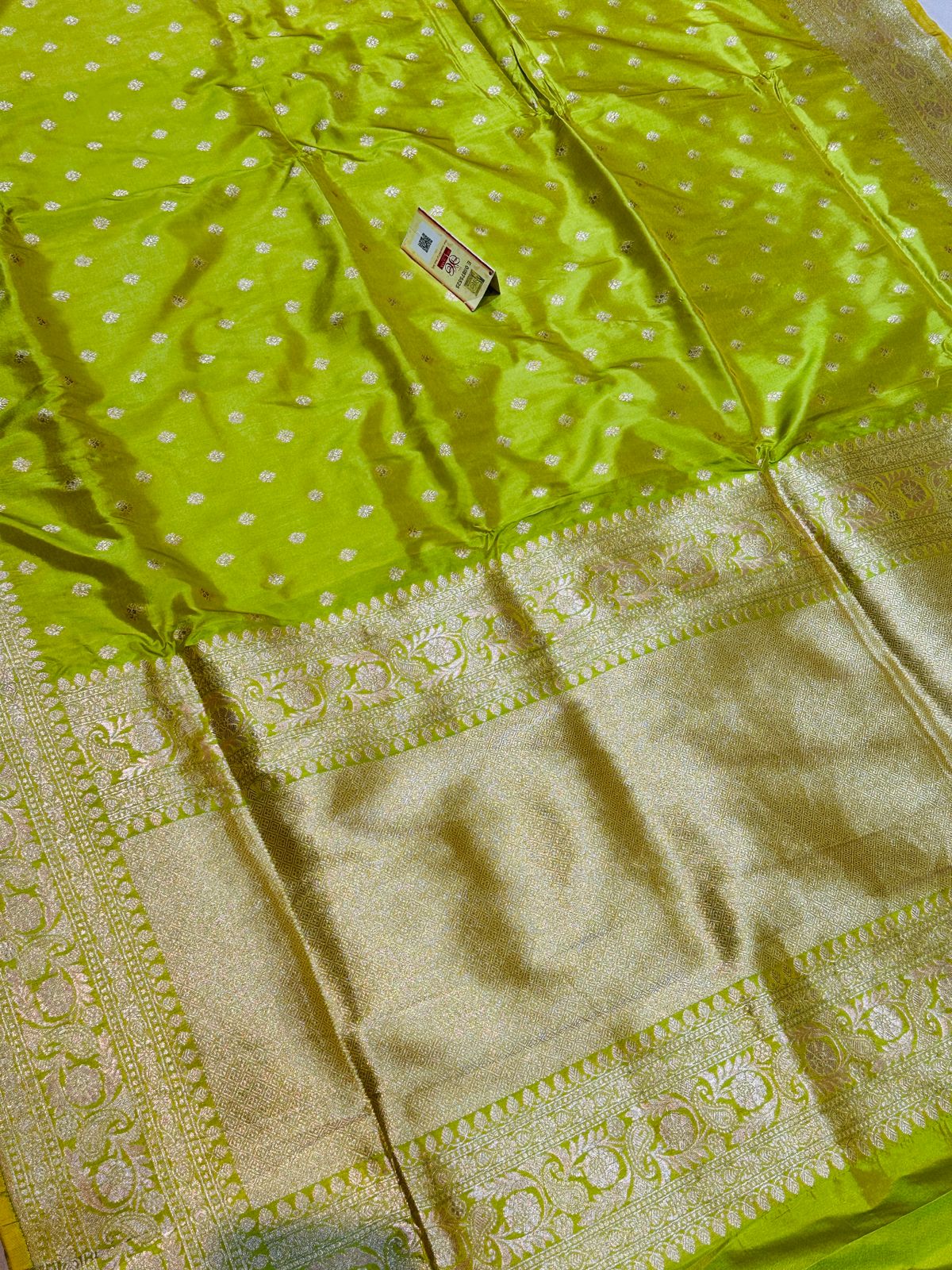Banaras 100% Pure katan Silk Saree with allover antique buti weave Design