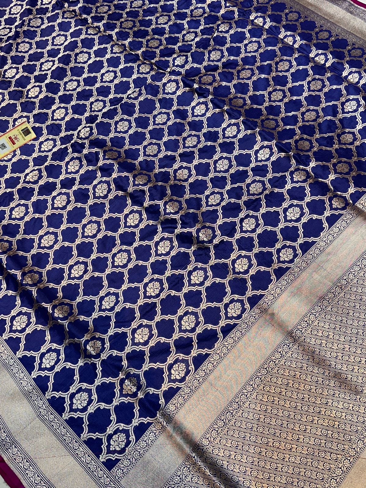 Banaras 100% Pure katan Silk Saree with allover antique buti weave Gharchola Design
