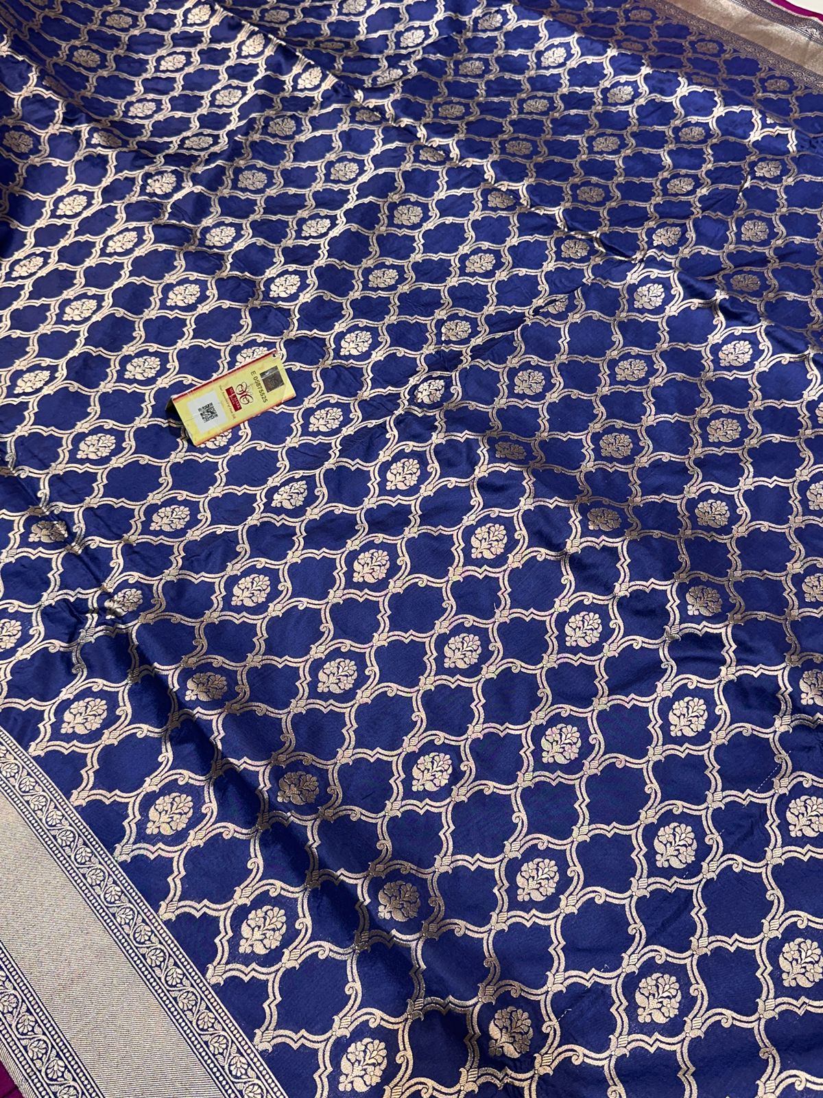 Banaras 100% Pure katan Silk Saree with allover antique buti weave Gharchola Design