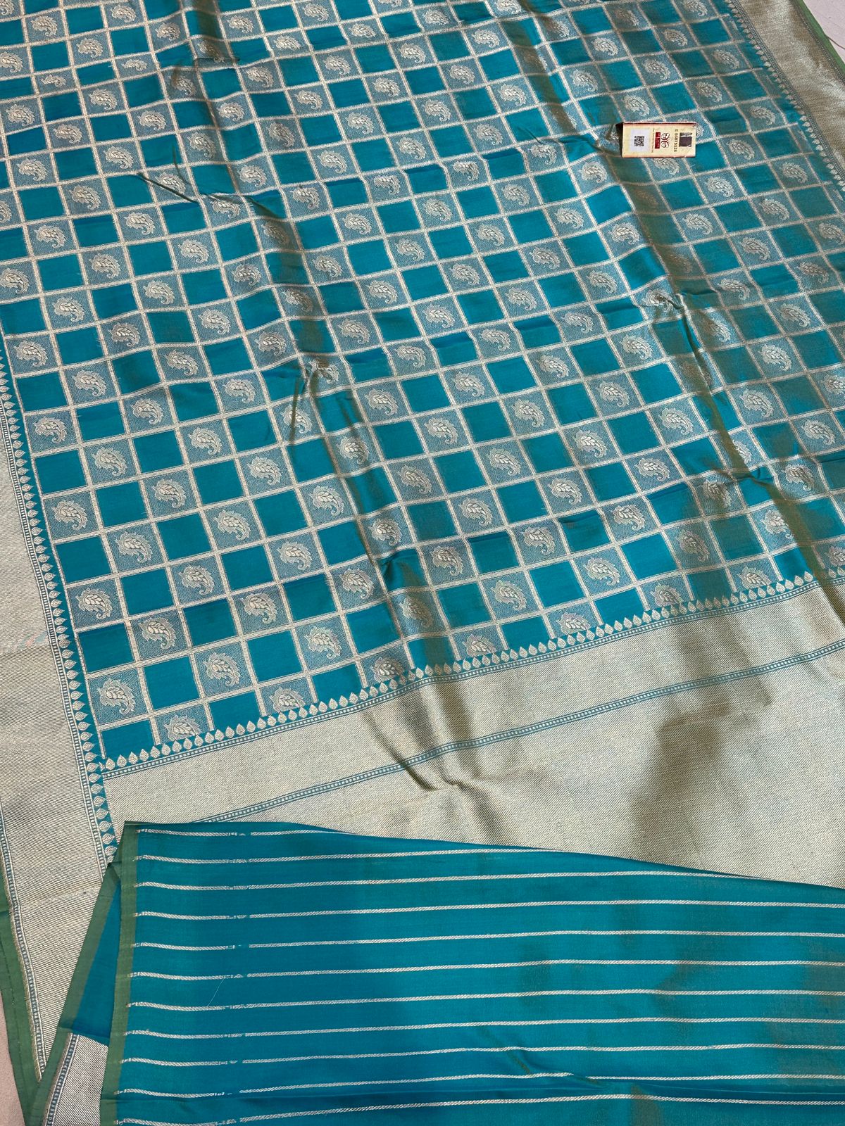 Banaras 100% Pure katan Silk Saree with allover antique Gharchola weave Design