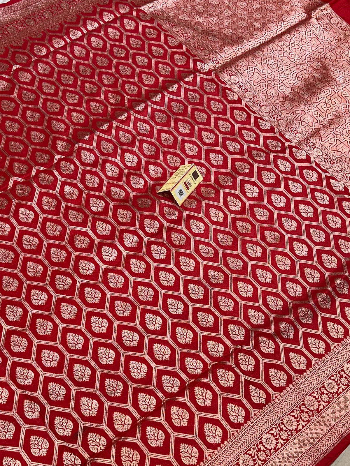 Banaras 100% Pure katan Silk Saree with allover antique zari weave buta jaal Design
