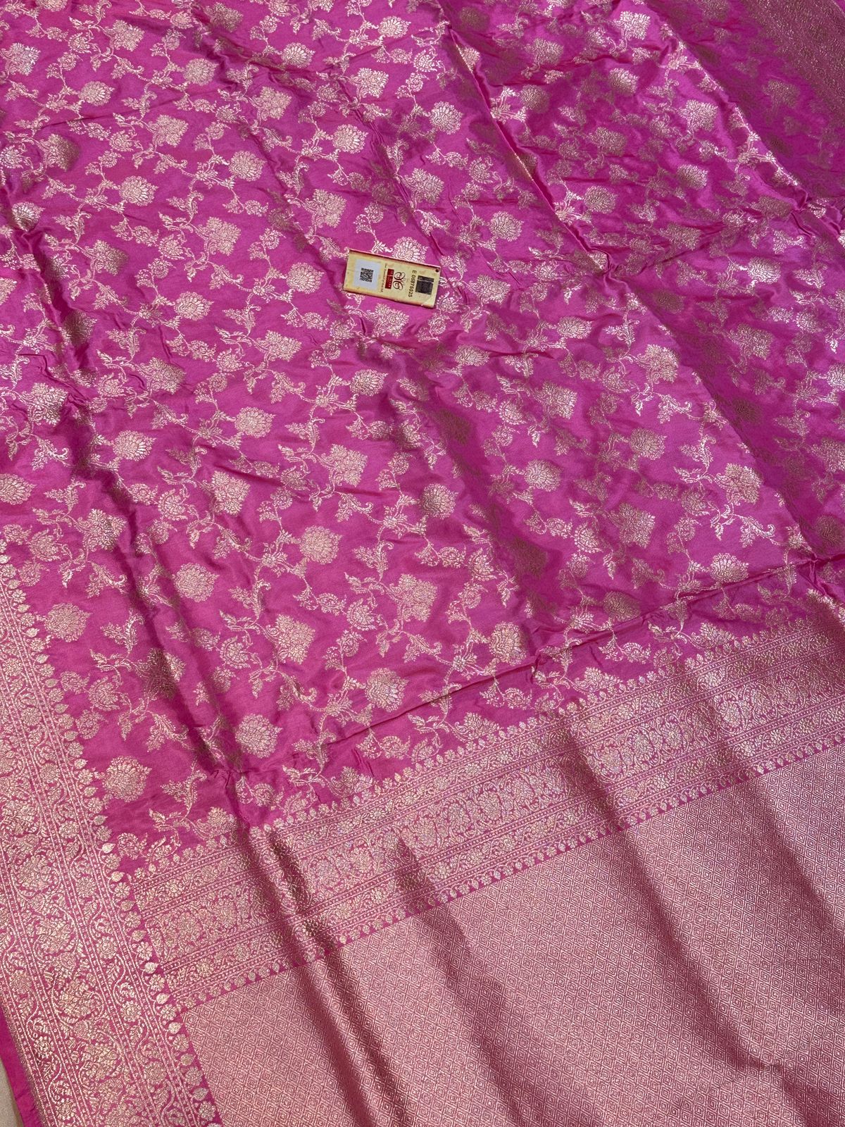 Banaras 100% Pure katan Silk Saree with allover antique zari weave jaal Design