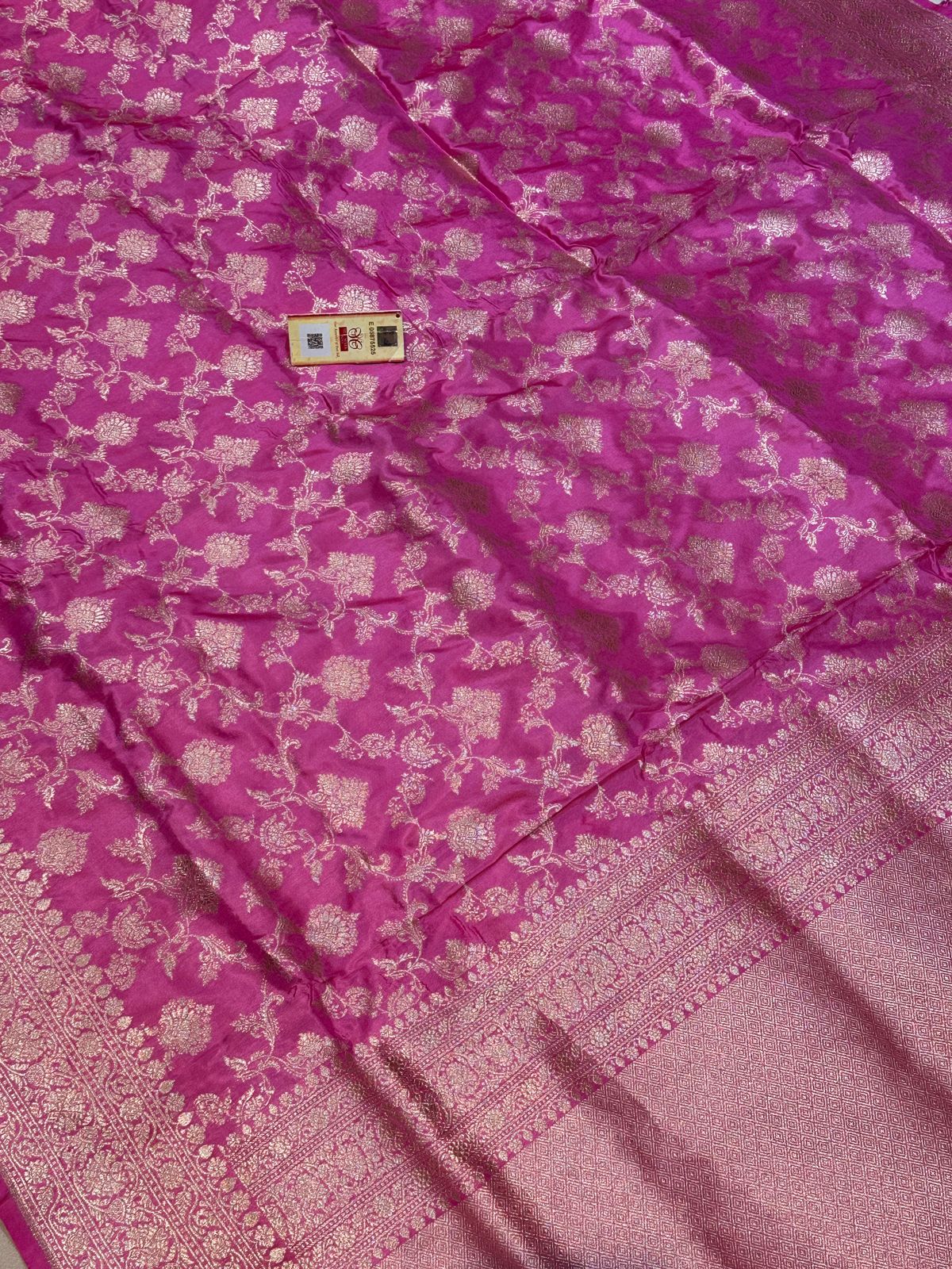 Banaras 100% Pure katan Silk Saree with allover antique zari weave jaal Design