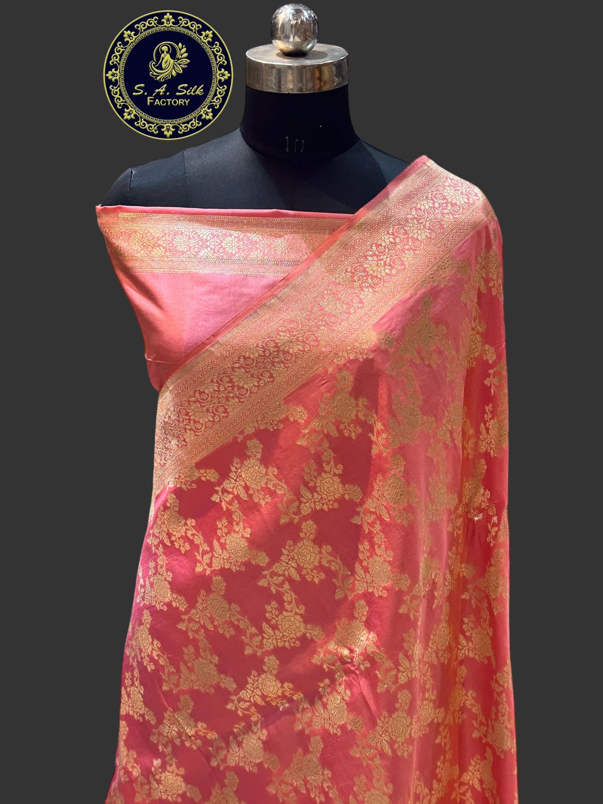 Banaras 100% Pure katan Silk Saree with allover antique zari weave jaal Design