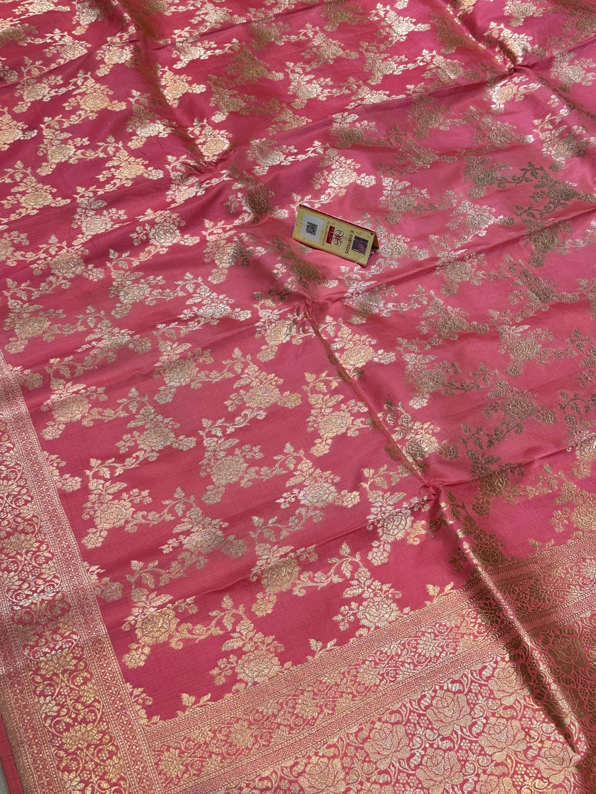Banaras 100% Pure katan Silk Saree with allover antique zari weave jaal Design