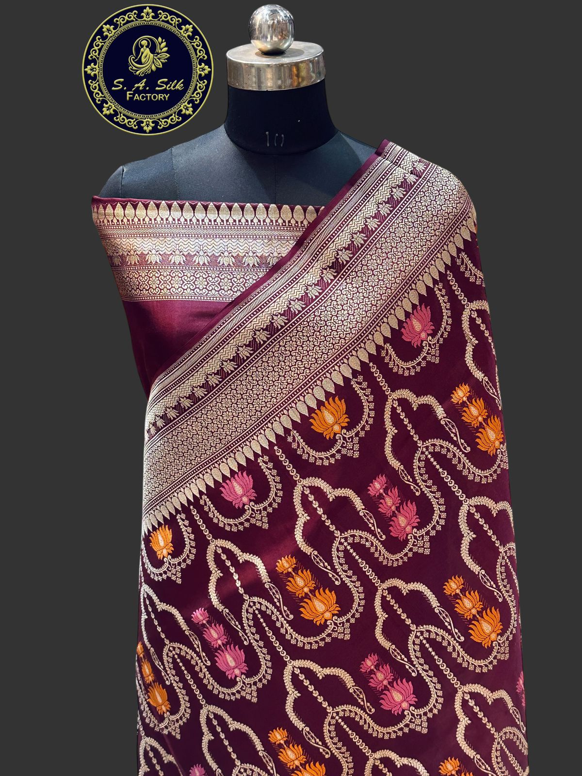 Banaras 100% Pure katan kadua Silk Saree with allover antique zari minakari kadua jaal weave