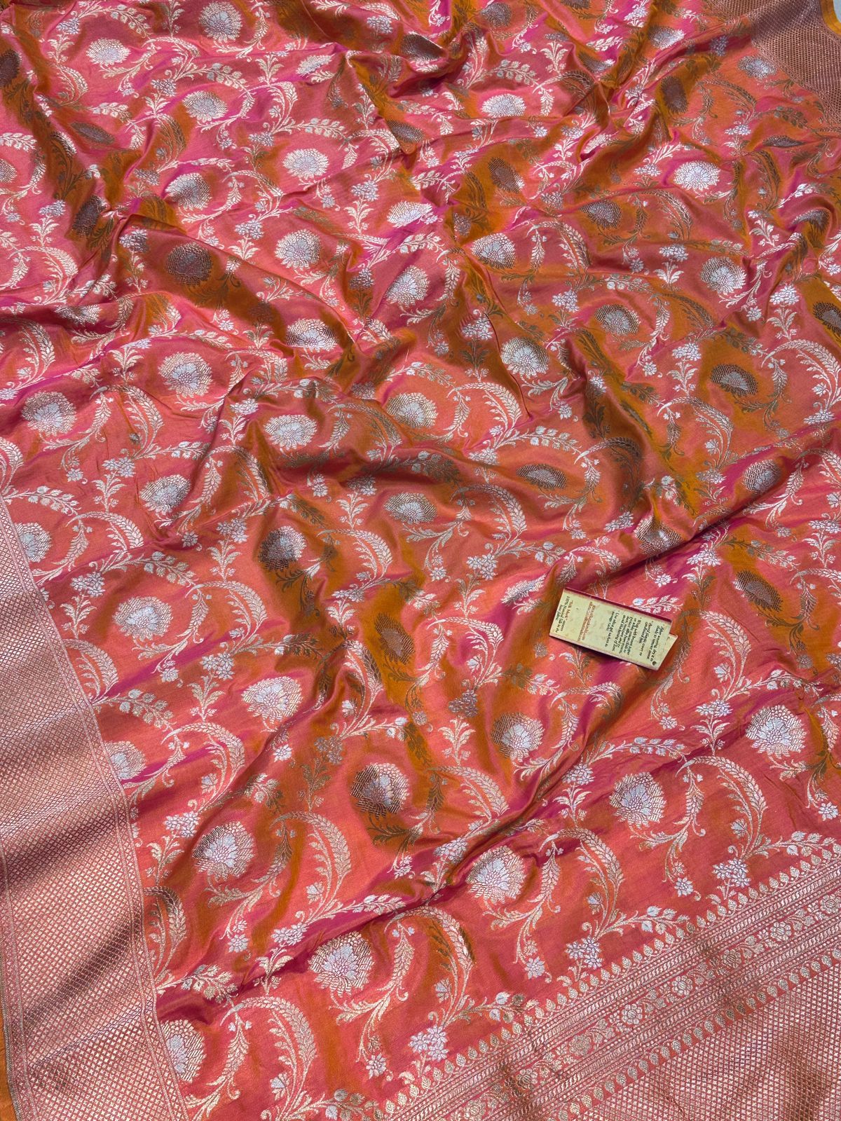 Banaras 100% Pure katan Silk Saree with allover antique Sona Roopa minakari Zari jaal