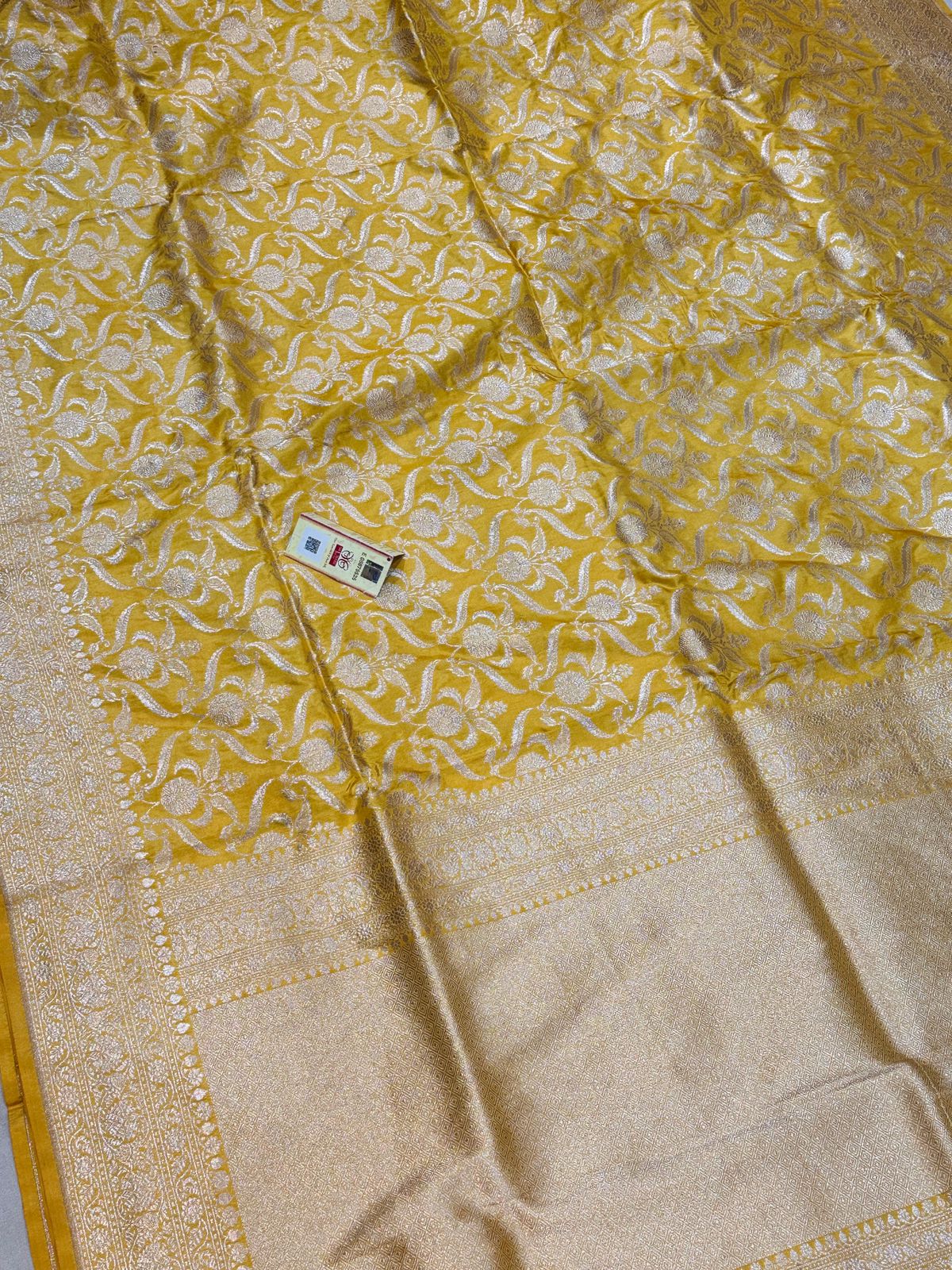 Banaras 100% Pure katan Silk Saree with allover antique zari jaal weave Design