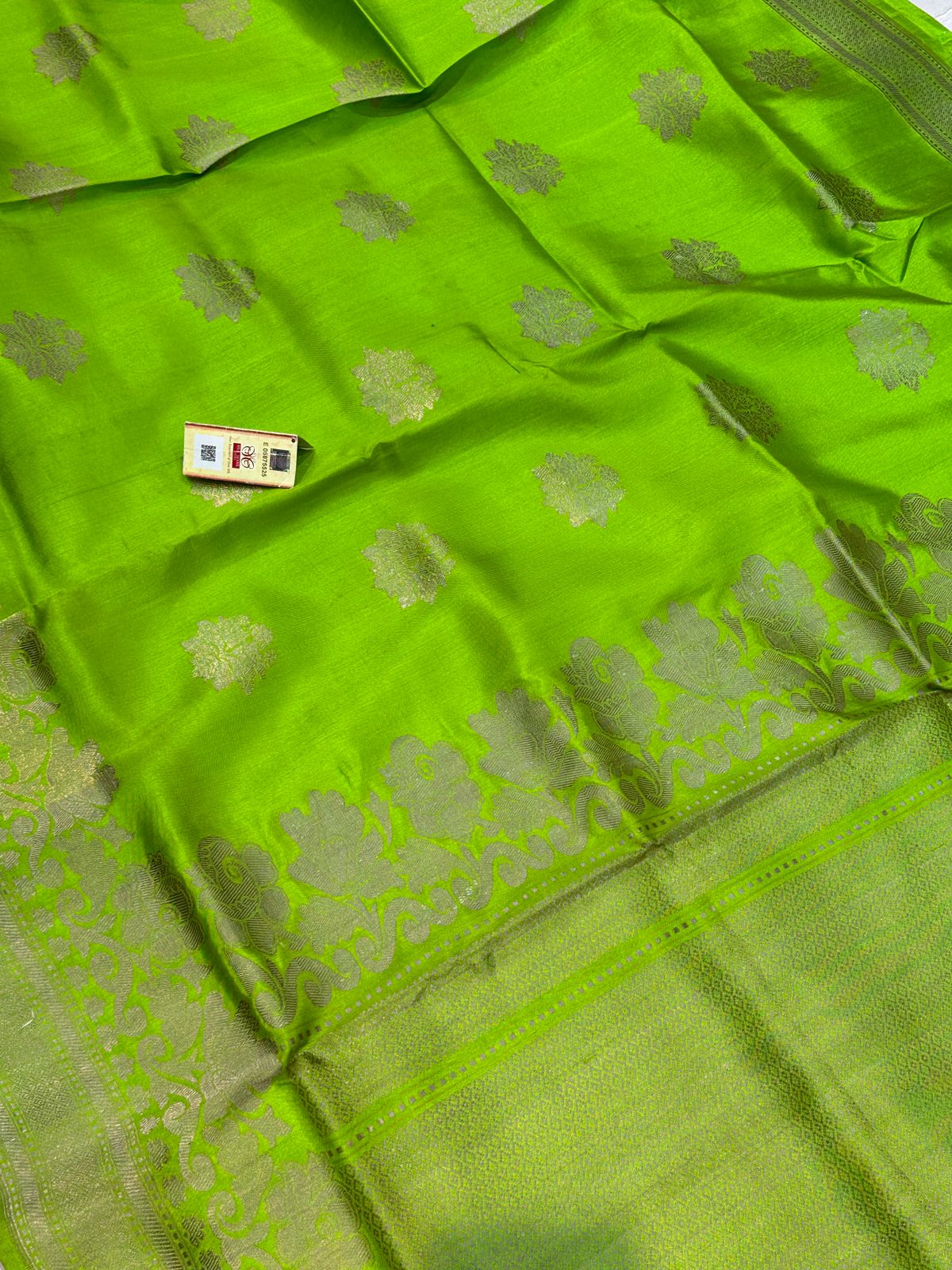 Banaras 100% Pure katan Iktara Silk Saree with allover antique kadua Resham Buta