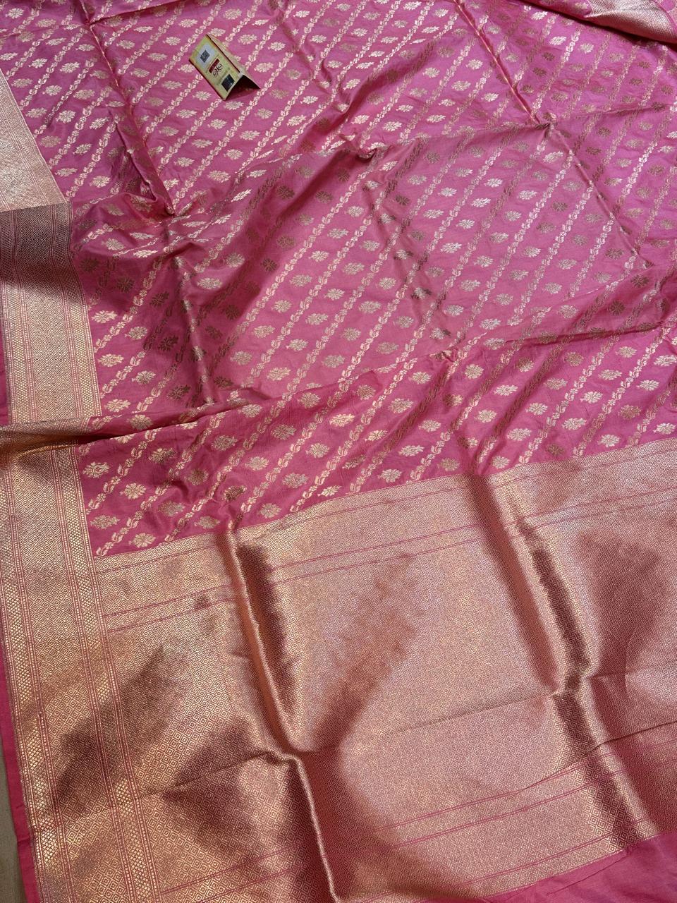 Banaras 100% pure katan silk Saree with allover real zari weave Ada jaal