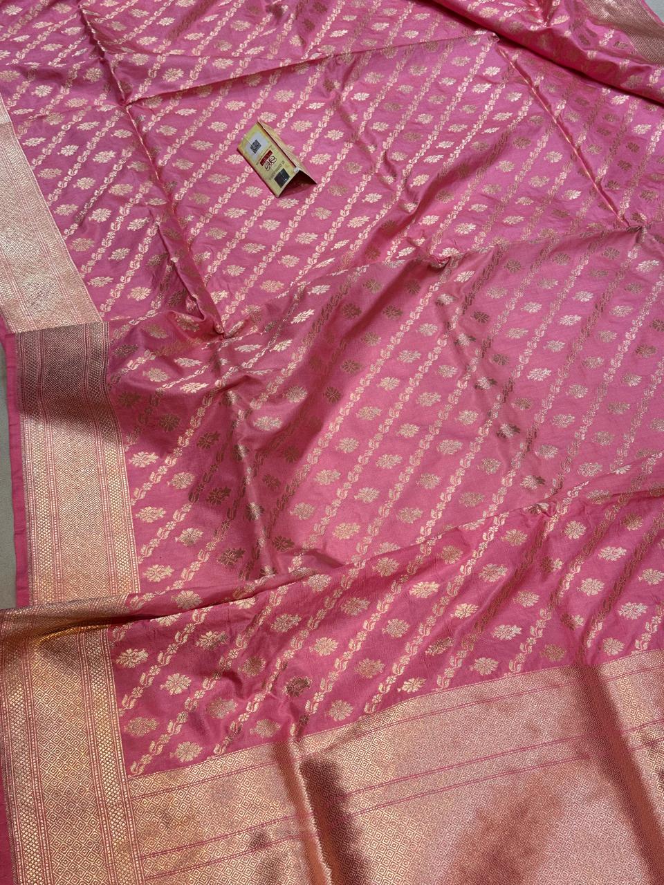Banaras 100% pure katan silk Saree with allover real zari weave Ada jaal