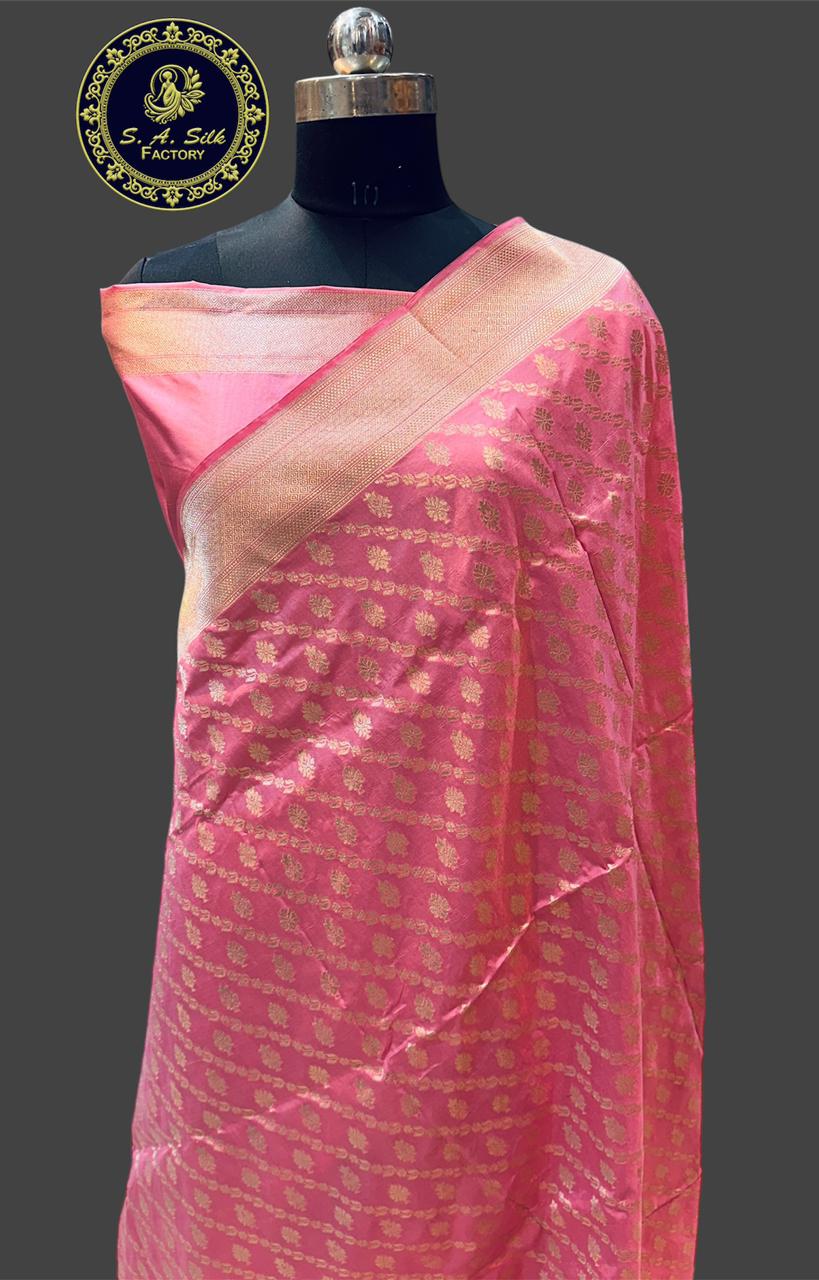Banaras 100% pure katan silk Saree with allover real zari weave Ada jaal