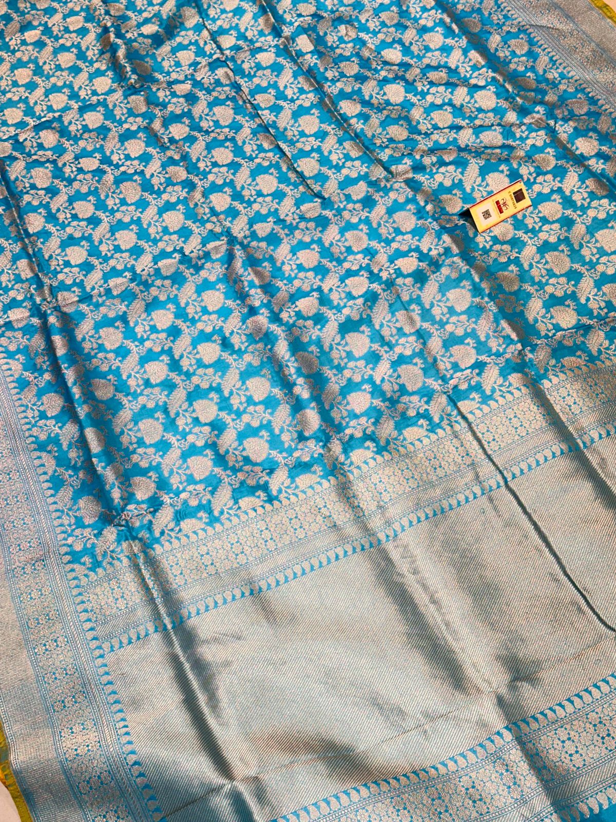Banaras 100% Pure katan Silk Saree with allover zari weave jaal Design