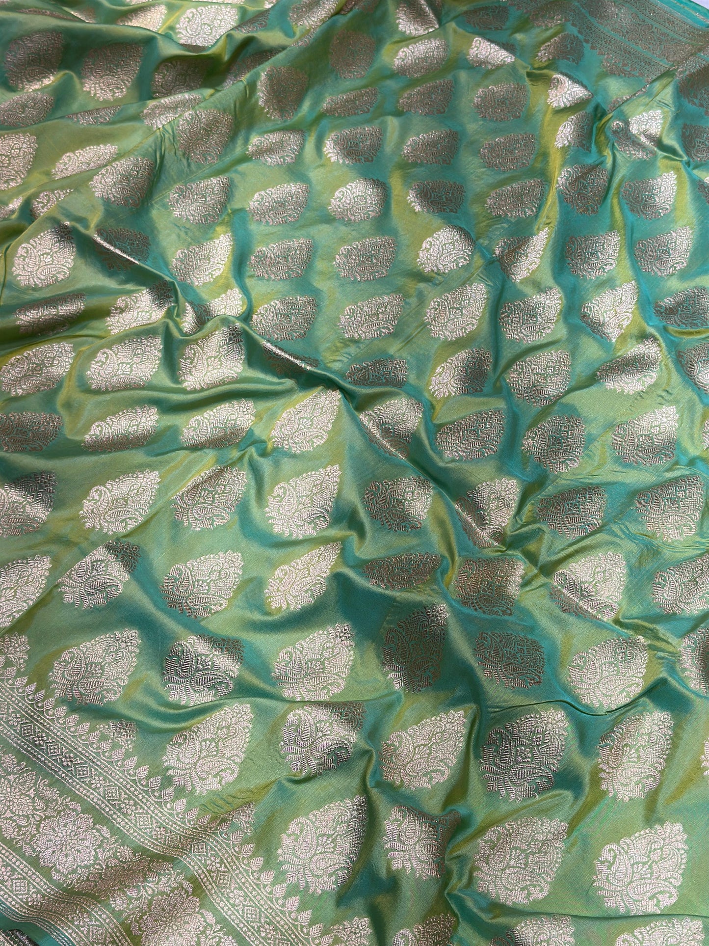 Banaras 100% Pure katan Silk Saree with allover beautiful Buta design