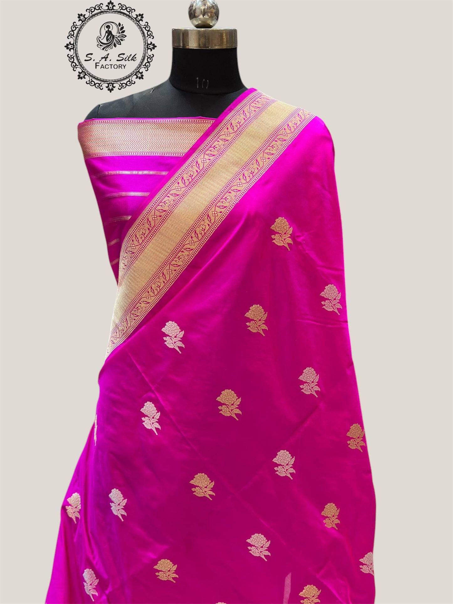 Banaras 100% pure katan kadua paithni silk Saree with premium real silk saree (Rani Pink)