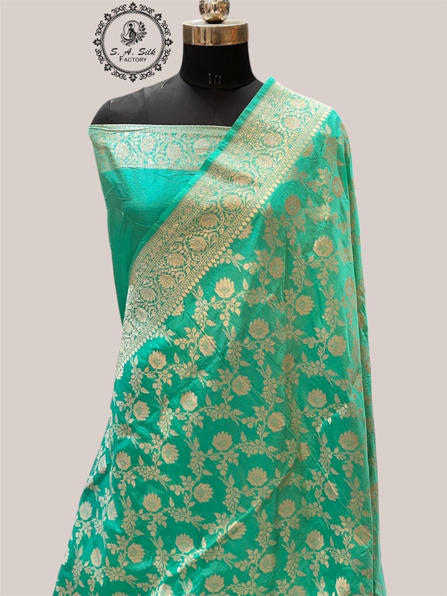 Banaras 100% pure katan silk Saree with premium real silk saree with allover water zari (Sea Green)