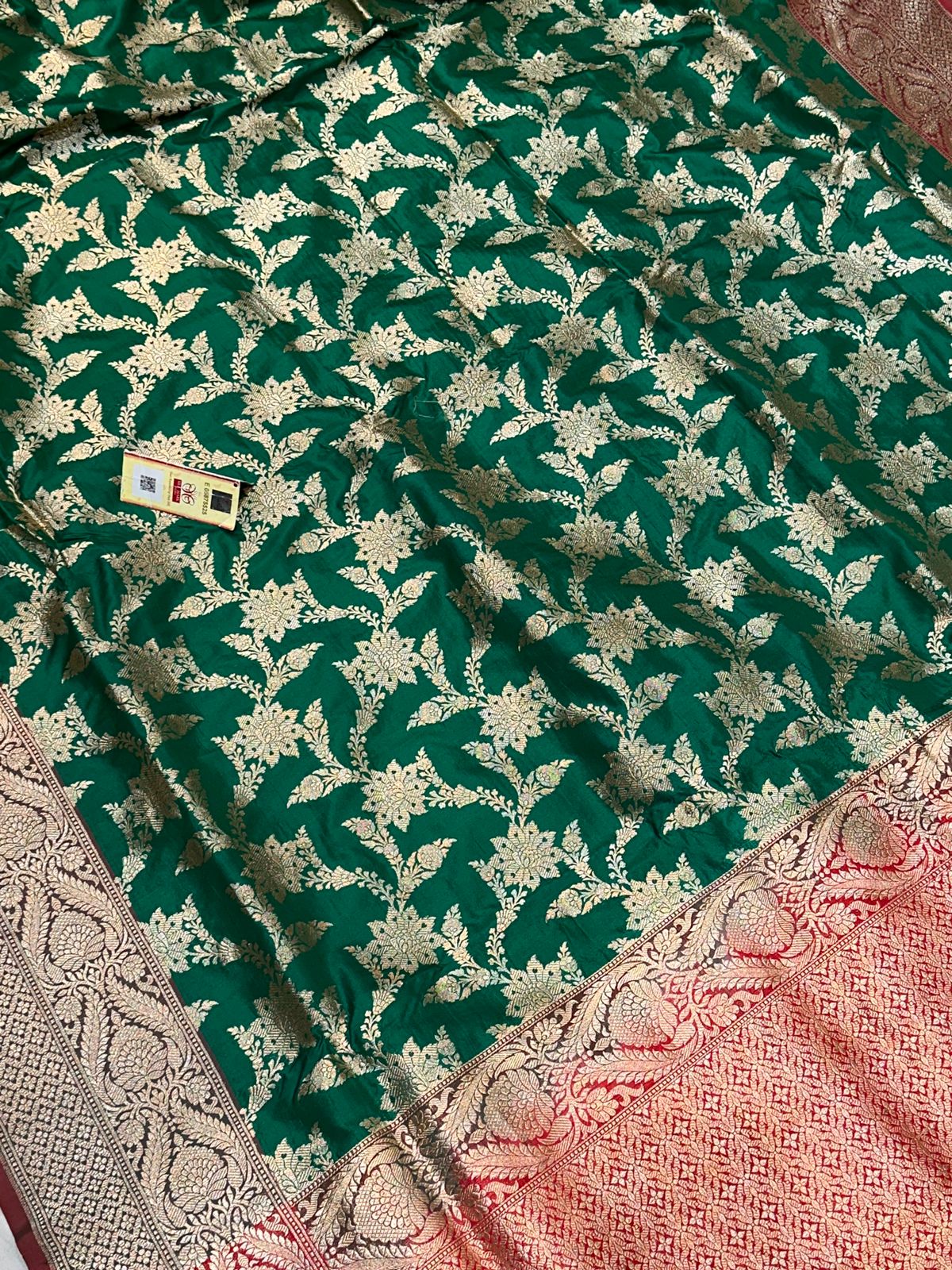 Banaras 100% Pure katan jaal Silk Saree with allover Reshami zari weave