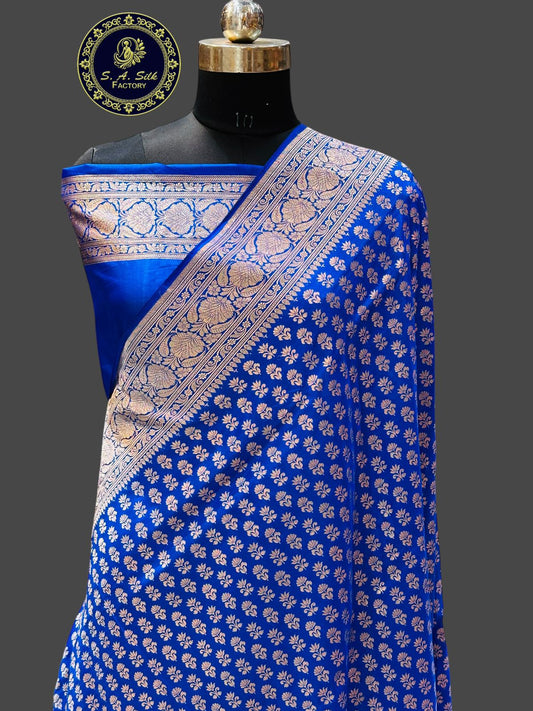 Banaras 100% Pure katan Silk Saree with allover zari weave Buti Design