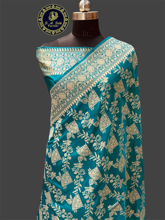 Banaras 100% pure katan silk Saree with allover real zari weave antique jaal weave