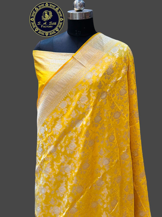 Banaras 100% pure katan silk Saree with allover real zari weave