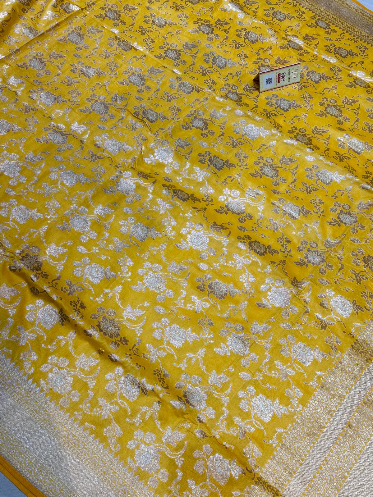 Banaras 100% pure katan silk Saree with allover real zari weave