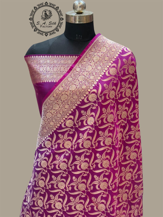 Banaras 100% Pure katan Silk Saree with allover beautiful jaal design On full body with water zari