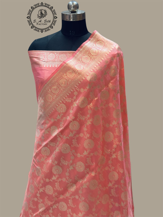 Banaras 100% Pure katan Silk Saree with allover beautiful jaal design On full body with water zari