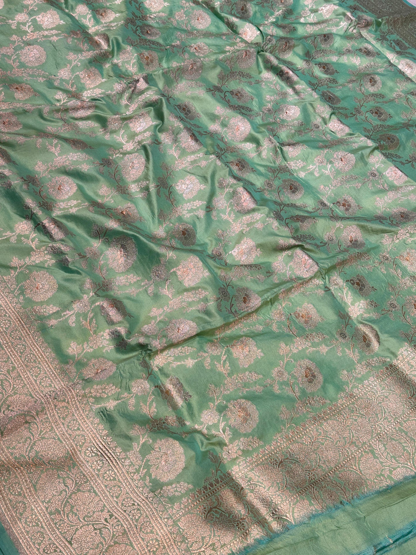 Banaras 100% Pure katan Silk Saree with allover beautiful jaal design On full body