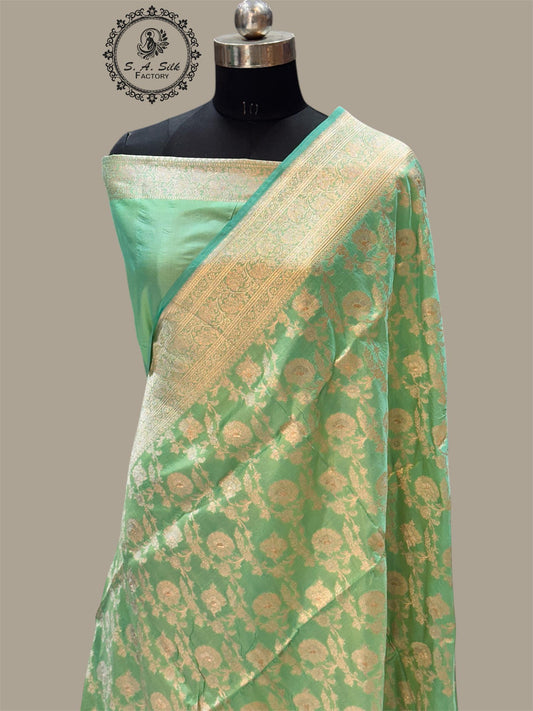 Banaras 100% Pure katan Silk Saree with allover beautiful jaal design On full body