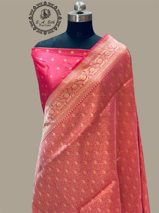 Banaras 100% Pure katan Silk Saree with allover beautiful Tanchui pashmina jaal design