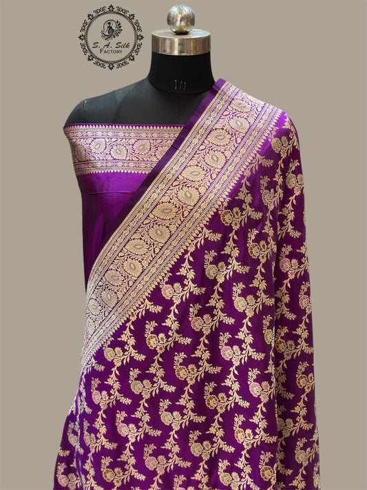 Banaras 100% Pure katan Silk Saree with allover beautiful Mina jaal design