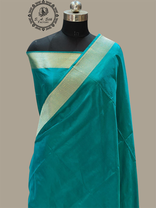 Banaras 100% Pure katan Silk Saree with allover plain full body with Water Zari colour of weave