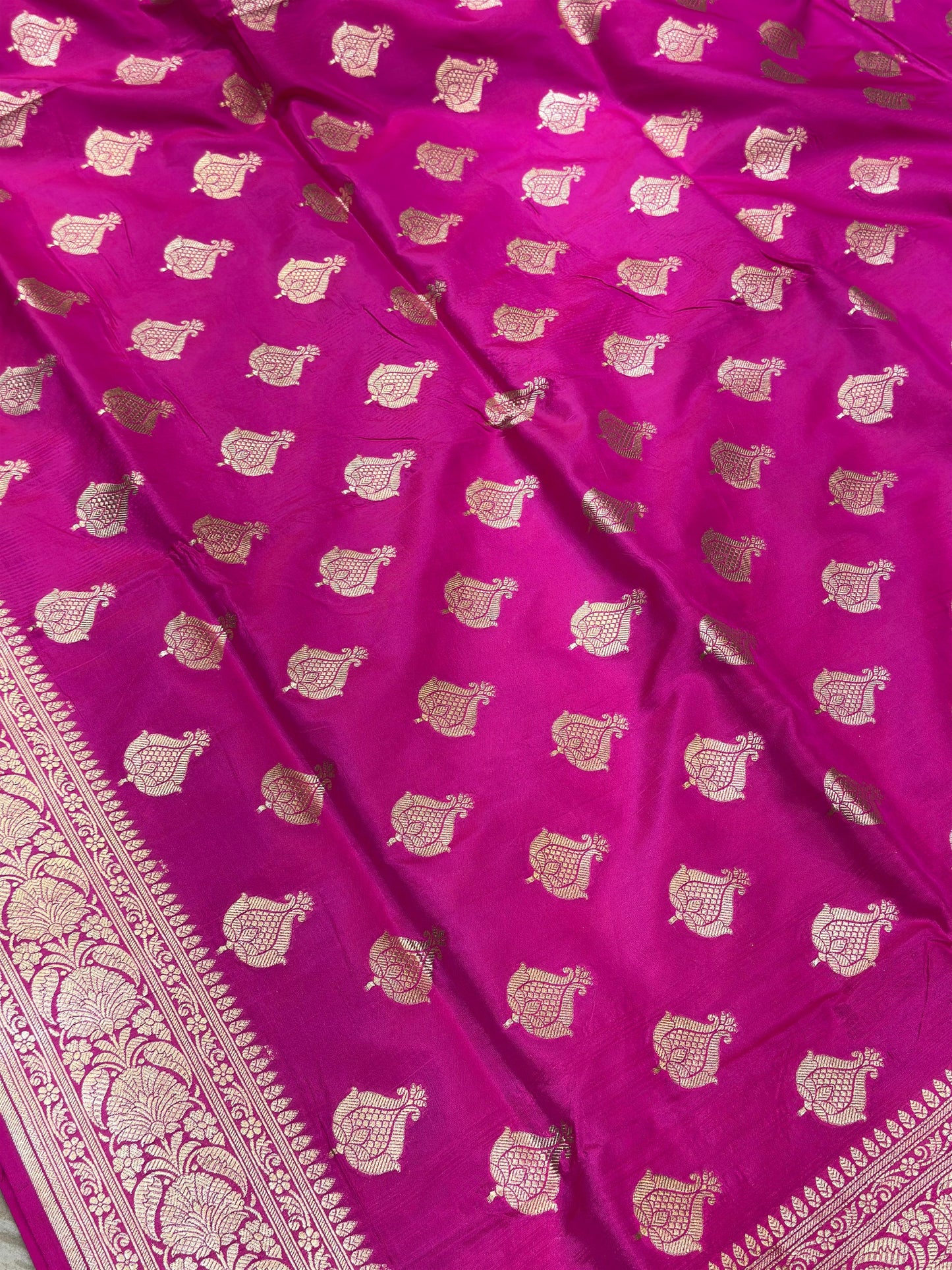 Banaras 100% Pure katan Silk Saree with allover beautiful buta On full body