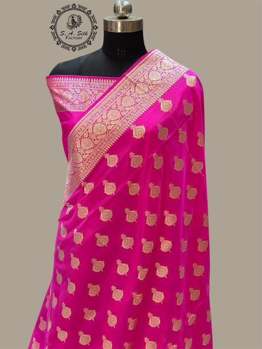 Banaras 100% Pure katan Silk Saree with allover beautiful buta On full body