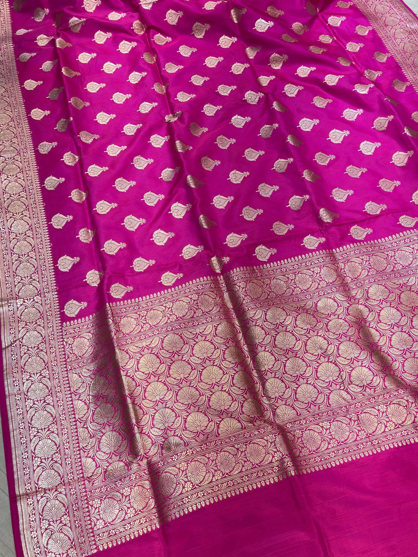 Banaras 100% Pure katan Silk Saree with allover beautiful buta On full body