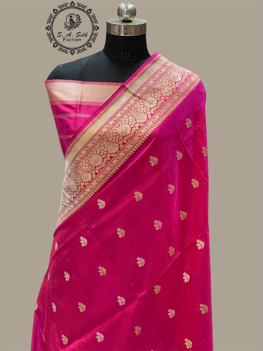 Banaras 100% Pure katan Silk Saree with allover beautiful Sona Roopa kadua Buti design On full body with water zari