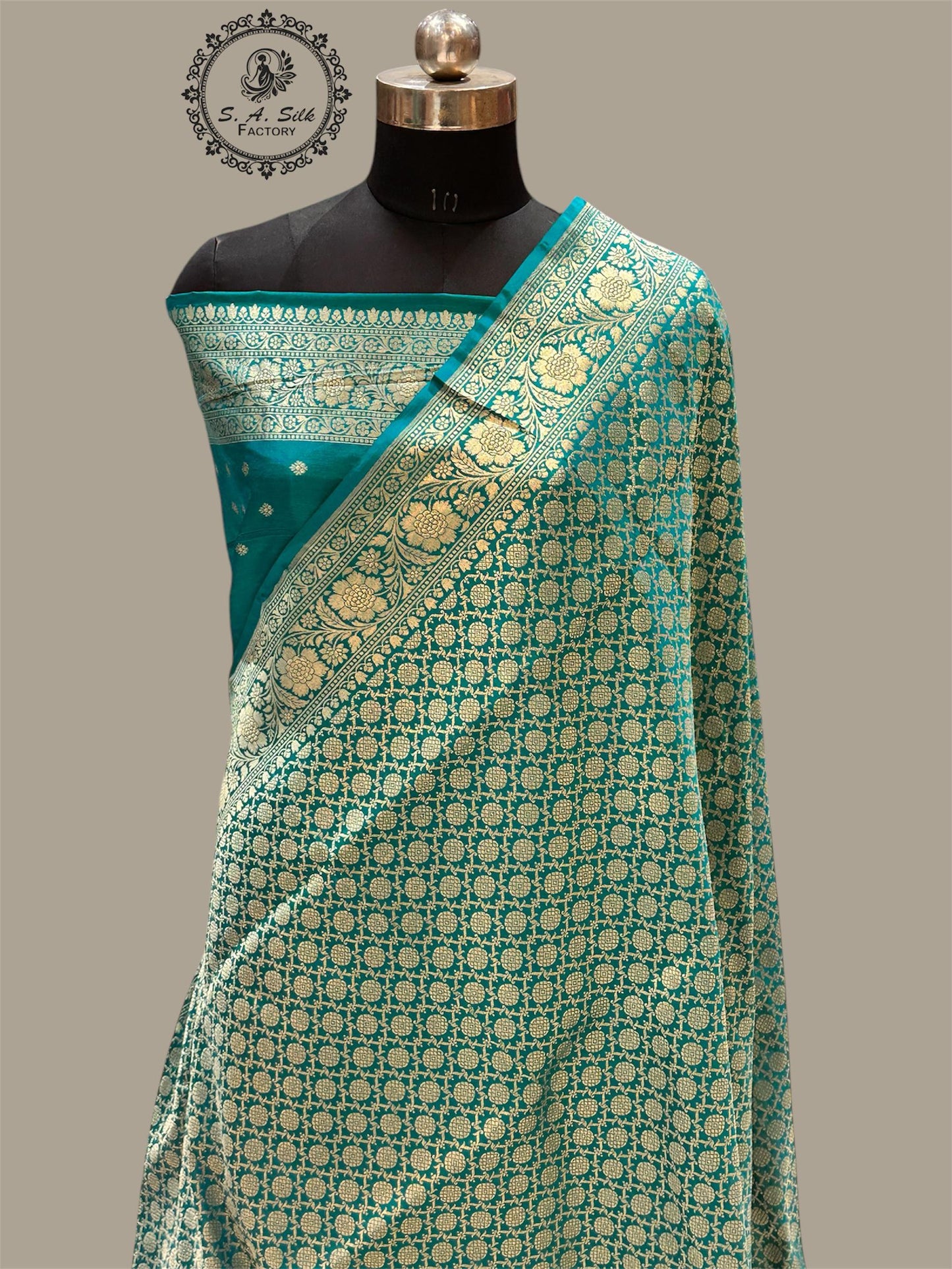 Banaras 100% Pure katan Silk Saree with allover beautiful Tanchui pashmina jaal design On full body with water zari