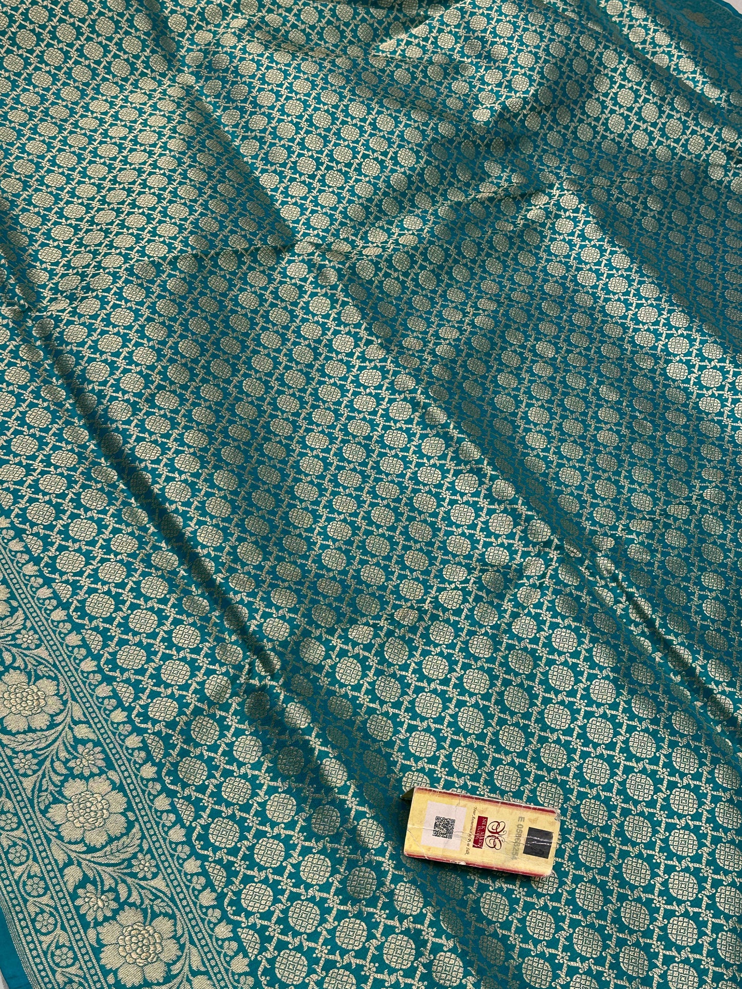 Banaras 100% Pure katan Silk Saree with allover beautiful Tanchui pashmina jaal design On full body with water zari