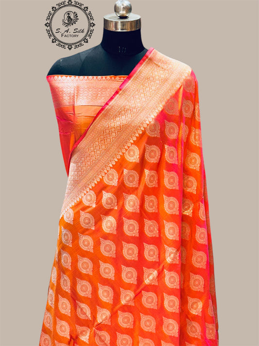 Banaras 100% Pure katan Silk Saree with allover beautiful Buta design On full body