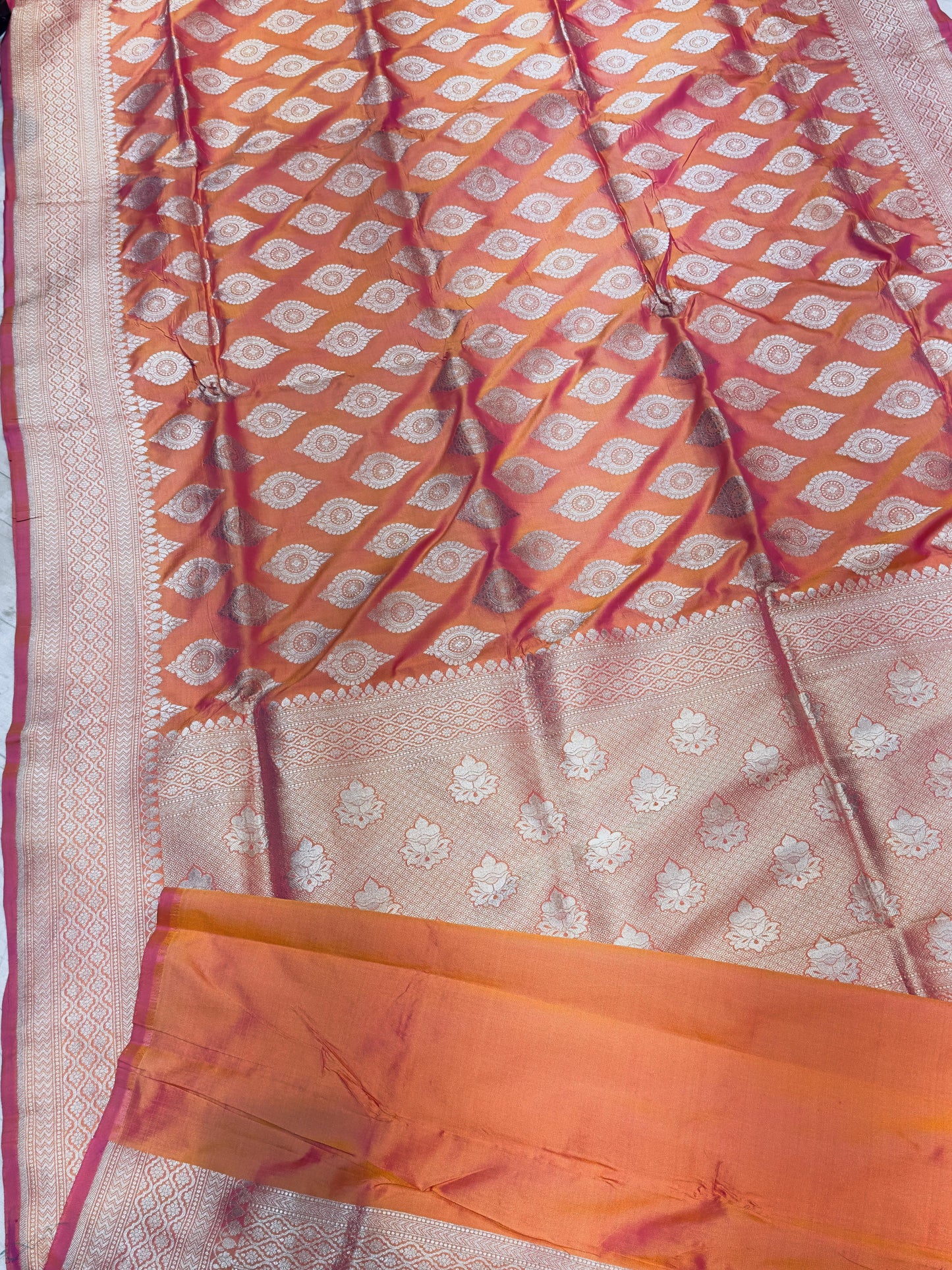 Banaras 100% Pure katan Silk Saree with allover beautiful Buta design On full body