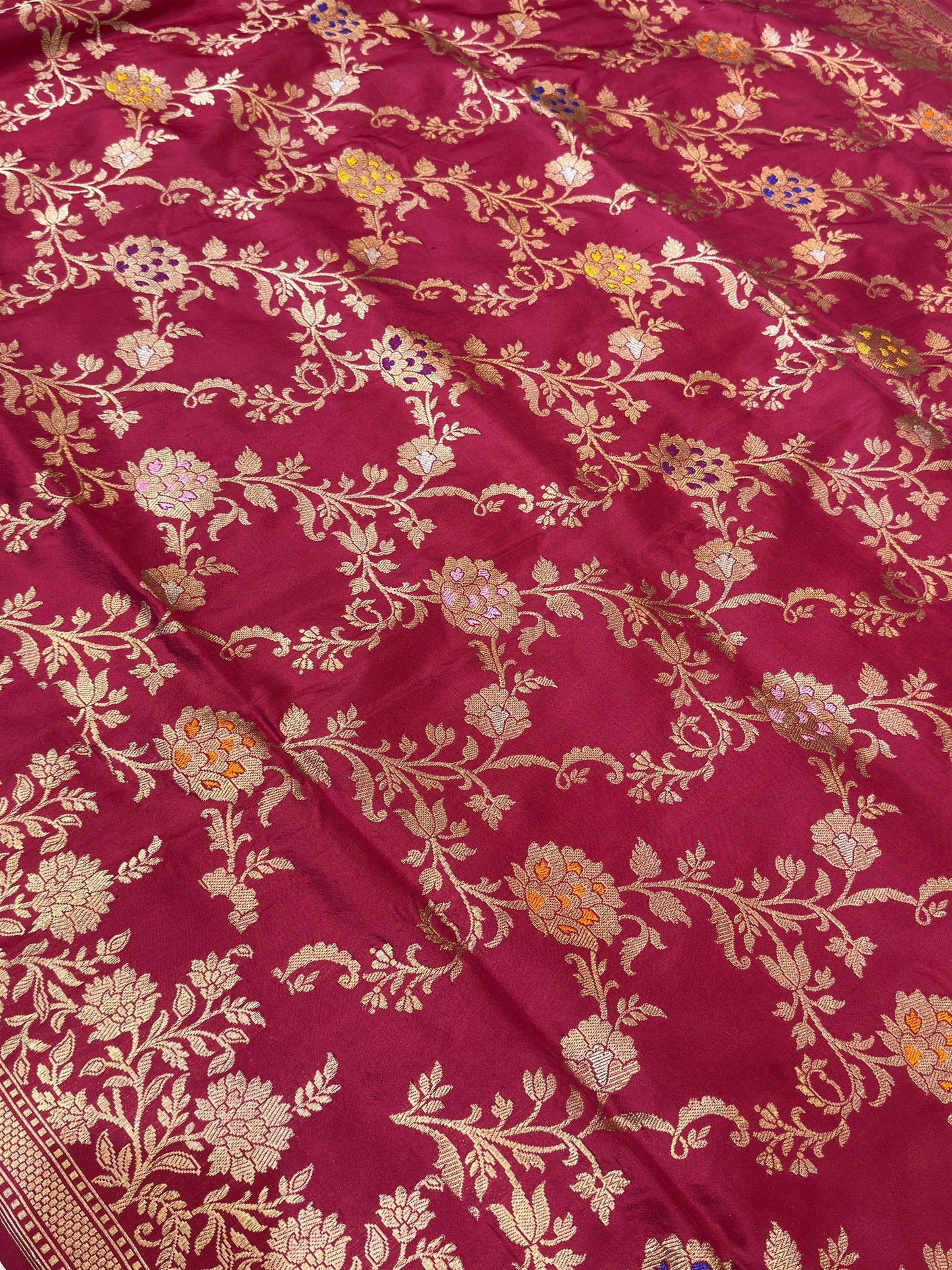 Banaras 100% Pure katan Silk Saree with allover beautiful kadua tilfi jaal design