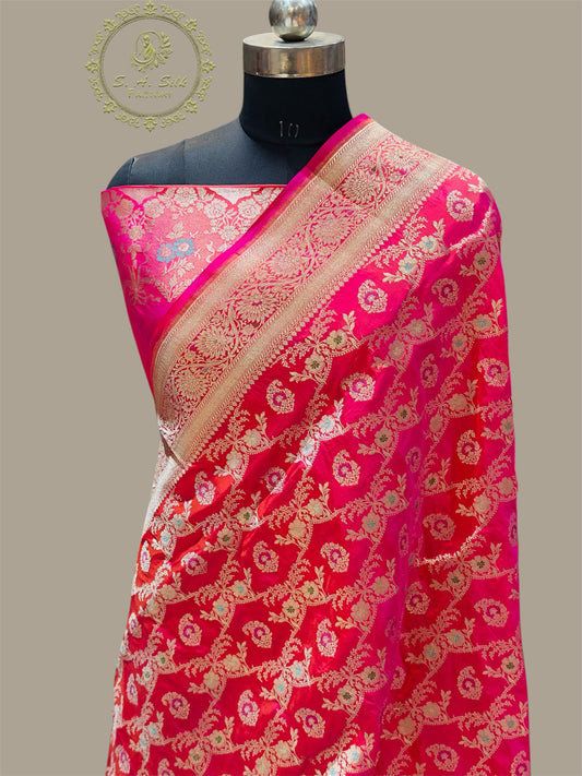 Banaras 100% Pure katan Premium Minakari Jaal &Silk Saree with allover beautiful Minakri Jaal design