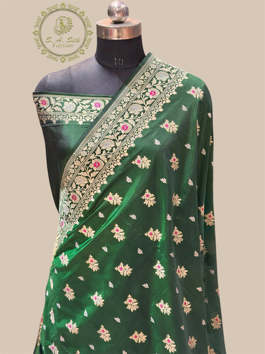 Banaras 100% Pure katan Premium Minakari Silk Saree with allover beautiful Minakri Buta &nbsp;design
