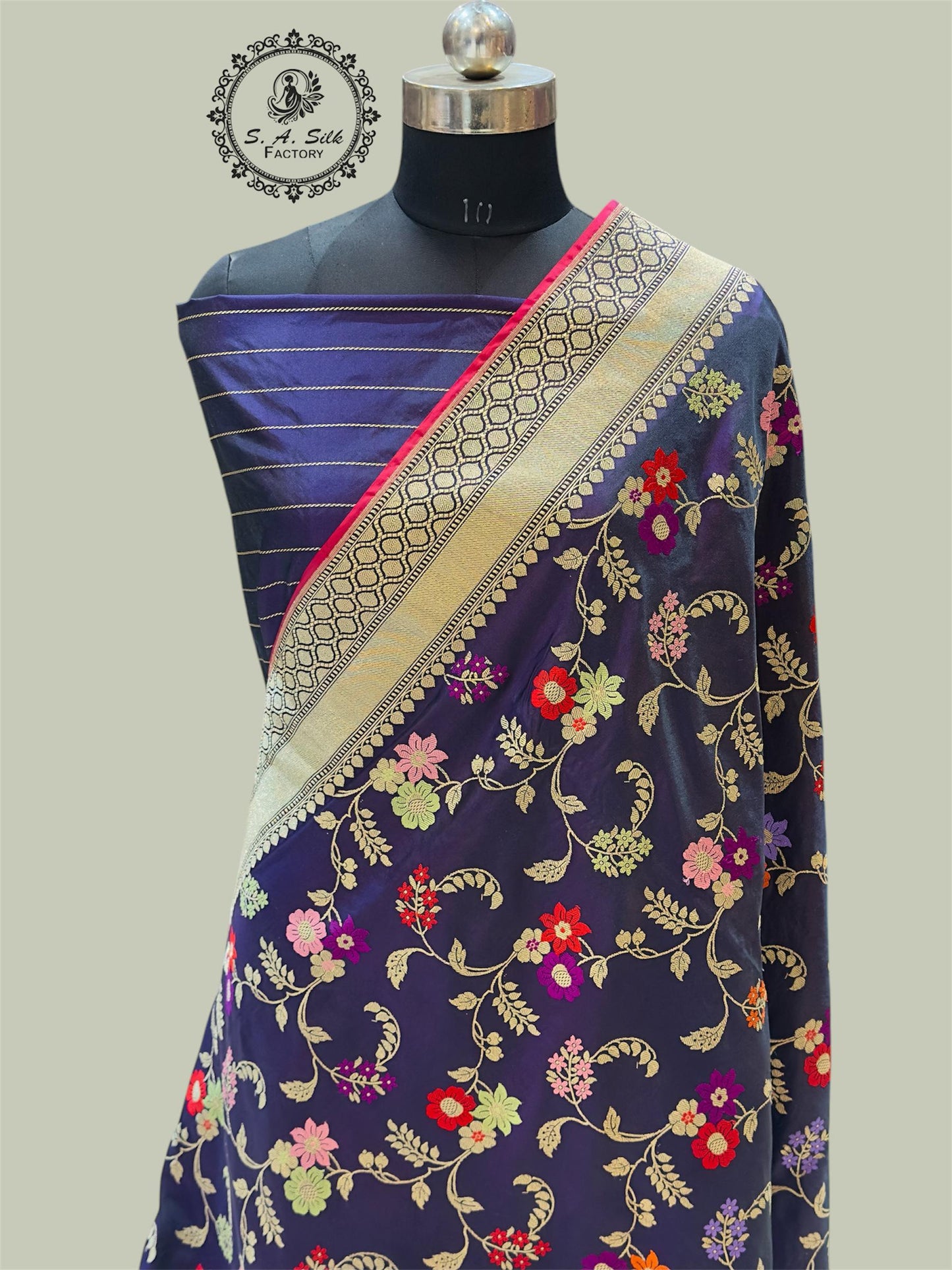 Banaras 100% Pure katan Kadua Tilfi Premium Silk Saree with allover Kadua Minakari Tilfi Jaal weave