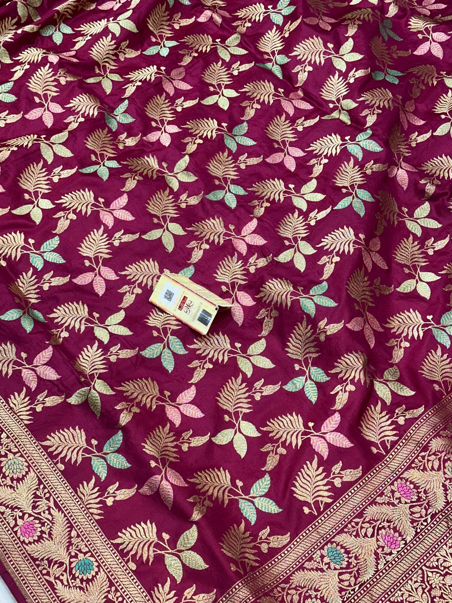 Banaras 100% Pure katan Kadua Tilfi Premium Silk Saree with allover Kadua Minakari Tilfi Jaal weave